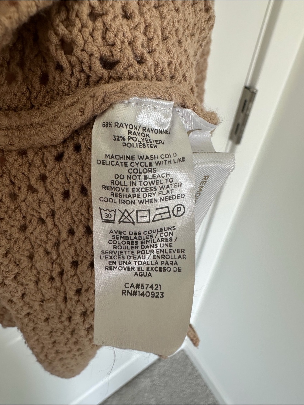LOFT Women's Tan V-Neck Crochet Button-Front Cardigan - Picture 8 of 8